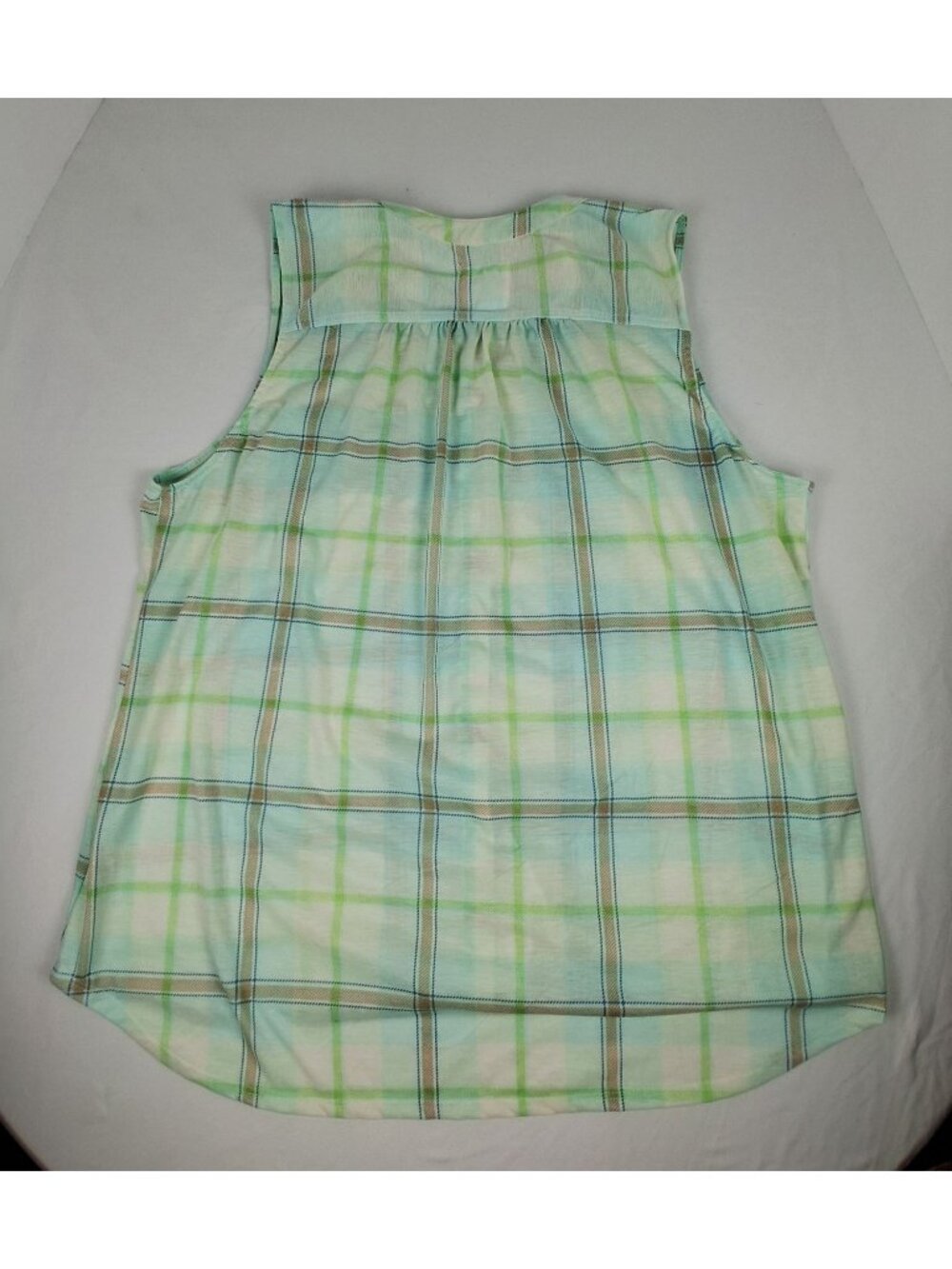 Women's Size 3X Sleeveless Button-Down Green/Blue Plaid Blouse New York Laundry - Picture 2 of 8